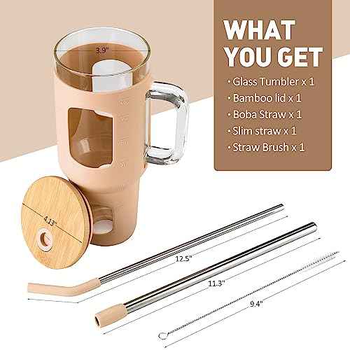 Glass Tumbler with Straw and Lid