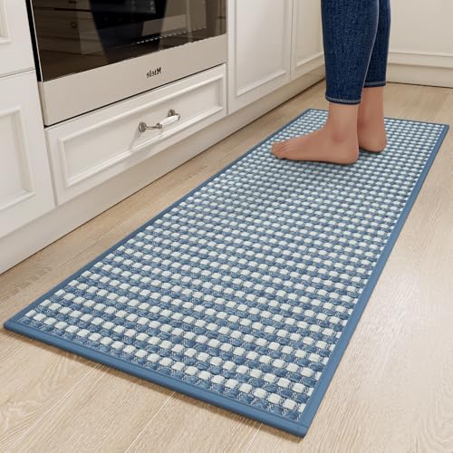 Kitchen Rugs Kitchen Mats for Floor Non Slip Washable Blue 17" x47