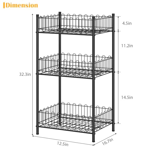 Water Bottle Holder Rack 3 Tier Soda Drink Organizer Vertical Metal Food Storage Shelf for Kitchen Countertop Pantry