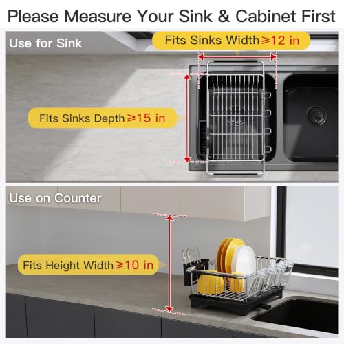 in Sink Dish Drying Rack with Drainboard and Utensil Holder