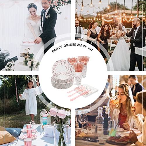 Rose Gold Paper Plates Set (50 Count)