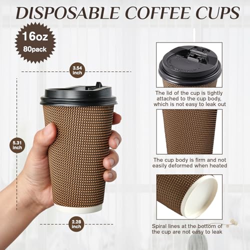 80 Pack 16 oz Disposabel Paper Cups