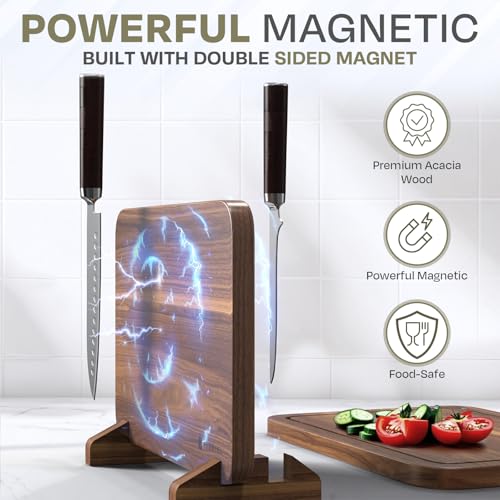 Magnetic Knife Block Countertop and Acacia Wood Chopping Board