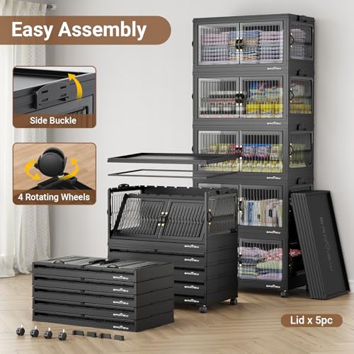 600Qt Stackable Storage Bins with 5 Lids (5 Count)