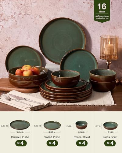 Milkyway 16 Piece Stoneware Dinnerware Set with Pasta Bowls