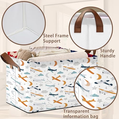 Aviation Themed Storage Basket Large 17x11.5x10.5 Inche