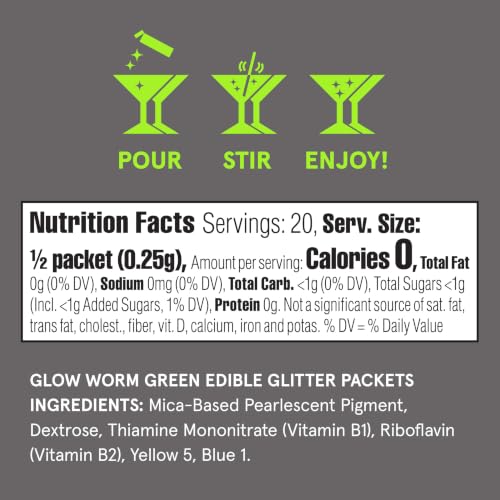 Glow Worm Green Edible Glitter Packets 2 Pack