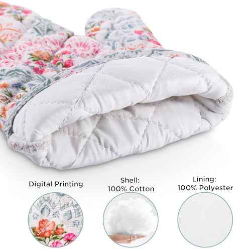Oven Mitt Extra Long Cotton Cooking Kitchen Mitts with Non (2 Count)