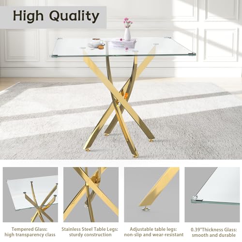 36" Square Glass Dining Table Set for 4