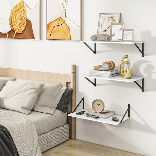 24W x 12D Deep Floating Shelves Set of 3 White (3 Count)