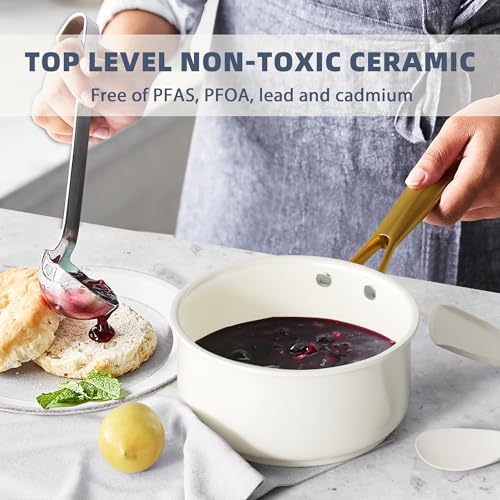 Ceramic Pots and Pans Set Non Stick Cookware Set with Utensils Set