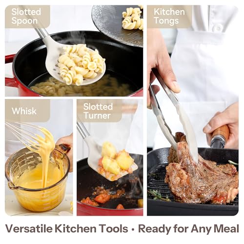 28 Piece Silicone Kitchen Utensils Set with Stainless Steel Handles (28 Count)