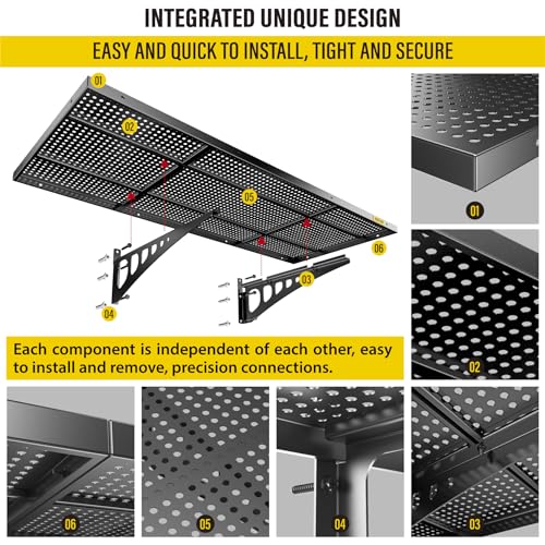 2 Pack 1.64x4ft Adjustable Garage Wall Shelving 560lbs Load Capacity Heavy Duty Wall Mounted Storage Shelf Metal Floating Shelves for Garage (2 Count)