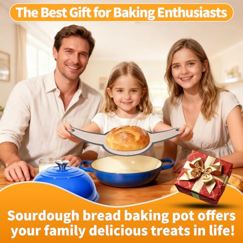 6QT Enameled Cast Iron Dutch Oven For Sourdough Bread Baking