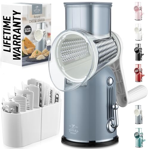 Rotary Cheese Grater Manual Hand Crank 5 Blade Shredder