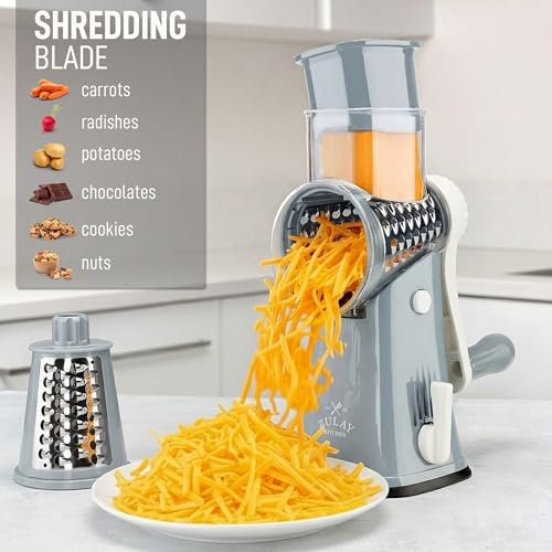 Rotary Cheese Grater Manual Hand Crank 5 Blade Shredder