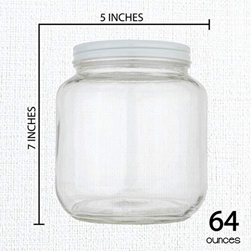 6 Pack Half Gallon Glass Mason Jar Wide Mouth with Airtight Metal Lid