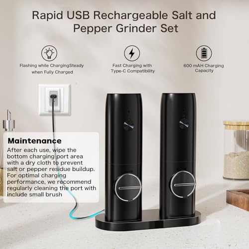 Electric Salt and Pepper Grinder Set of 2
