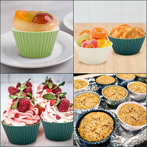 24 Pack Silicone Baking Cups Reusable Muffin Liners Non (24 Count)