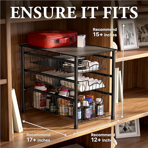 Stackable 3 Tier Sliding Basket Organizer Drawer