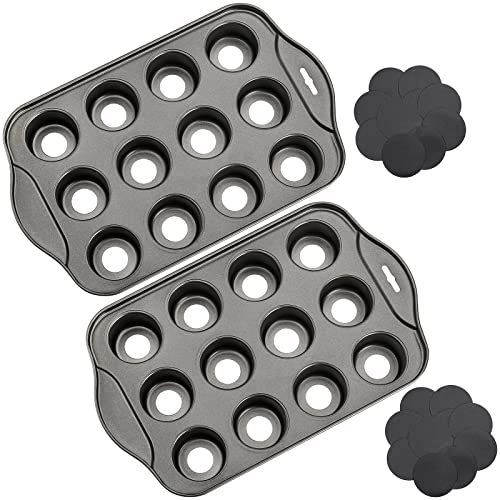 2 Pack 12 Cavity Mini Cheesecake Pan with Removable Bottom (2 Count)