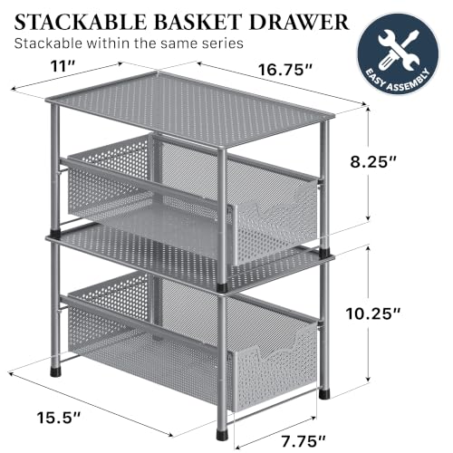 Stackable Under Sink Sliding Basket Drawer