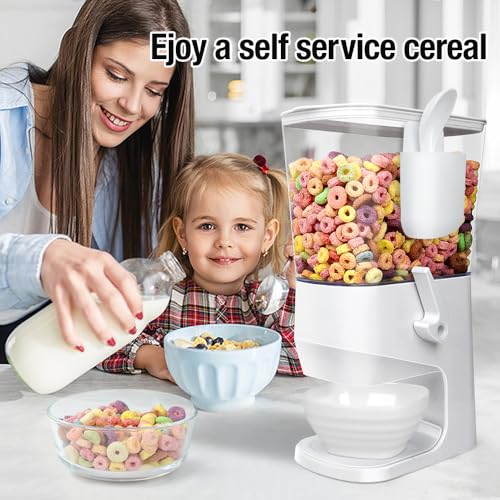Cereal Dispenser Countertop Wath Bowls and Spoons（1pcs White）