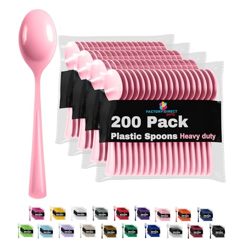 Party Solids Pink Plastic Spoons (200 Count)