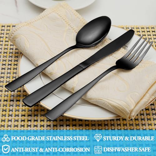 30 Pcs Black Silverware Set (30 Count)