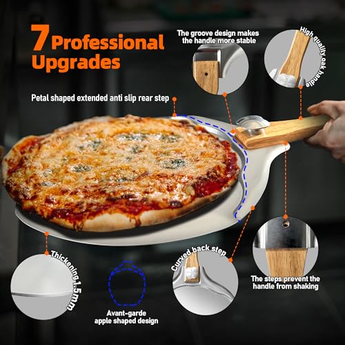 Pizza Peel 12 Inch Apple Shaped Aluminum Paddle