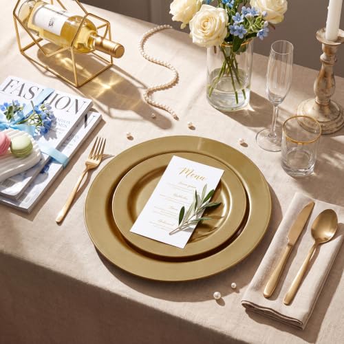 102 Pcs Solid Dark Gold Plastic Plates (51 Count)