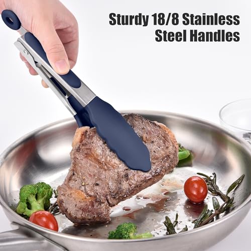 Kitchen Tongs with Silicone Tips for Cooking Serving