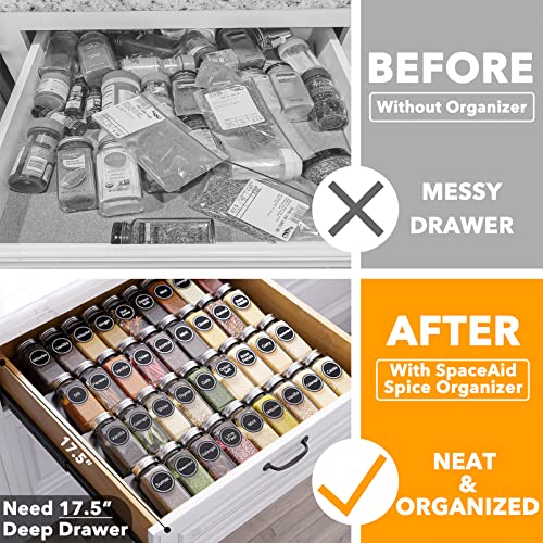 Spice Drawer Organizer with 36 Spice Jars