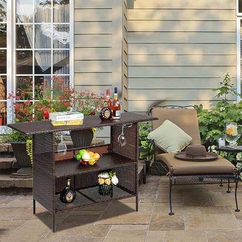 Outdoor Wicker Bar Table