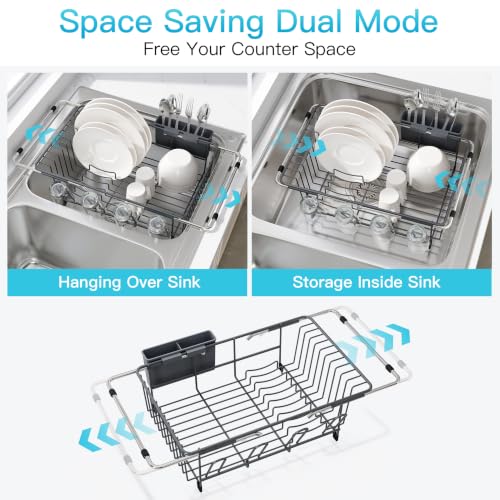 Gray Dish Drying Rack in Sink
