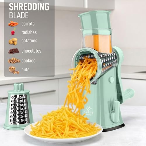 Rotary Cheese Grater Manual Hand Crank 5 Blade Shredder