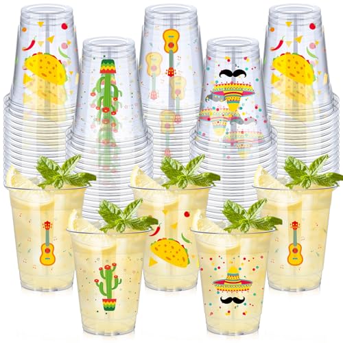 100 Pcs 12oz Fiesta Cup Mexican Disposable Plastic Margarita Glasses