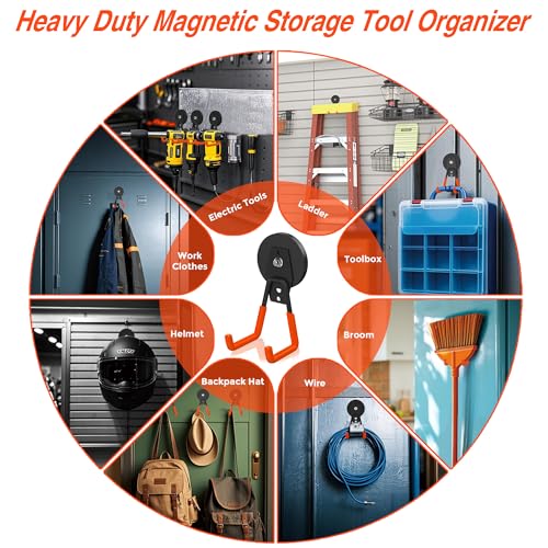 6Pcs Heavy Duty Storage Magnetic Utility Hooks Large Garage Strong Extra Magnet Hooks Hanger with Anti (6 Count)