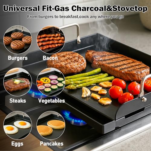 17 x 13 Inch Cast Iron NanoCeramic Griddle for Gas Grills