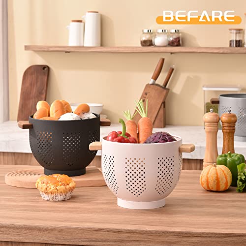 Metal Colander with Wood Handle and Stable Base