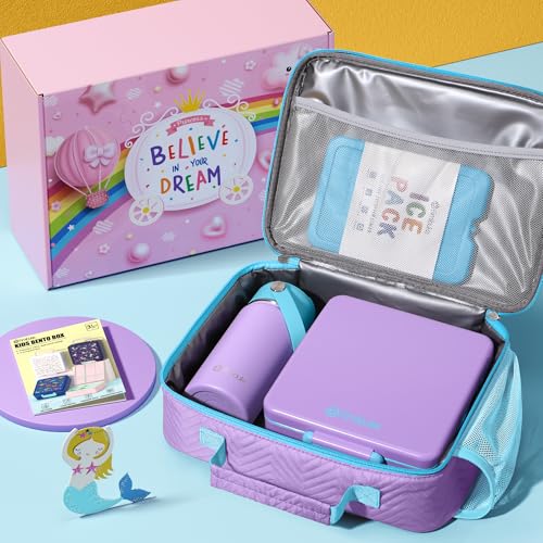 Kids Bento Lunch Box with Toddler Insulated Water Bottle Lunch Bag