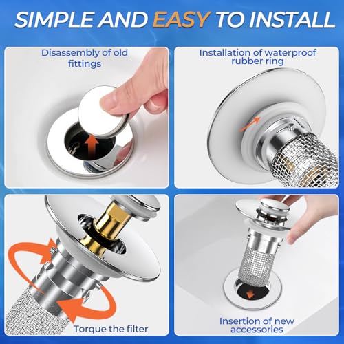 Bathroom Sink Drain Strainer (2 Count)