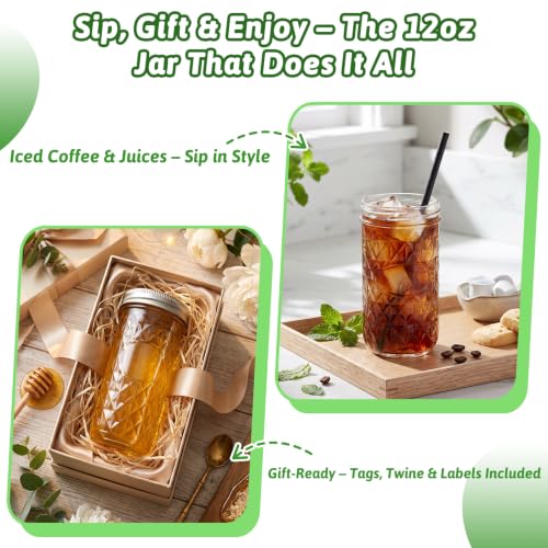 12 oz Glass Mason Jars (8 Count)
