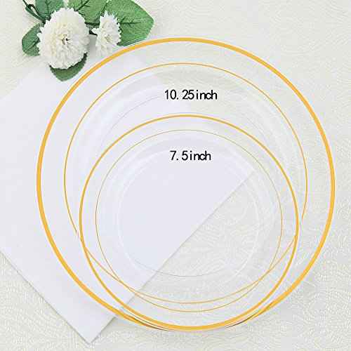 60 Pcs Clear Gold Plastic Plates (30 Count)