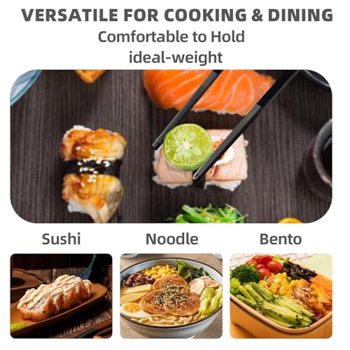 Black Dragon & Phoenix Reusable Stainless Steel Chopsticks 2 Pairs