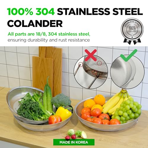 Large Shallow Stainless Steel Colander Set of 3