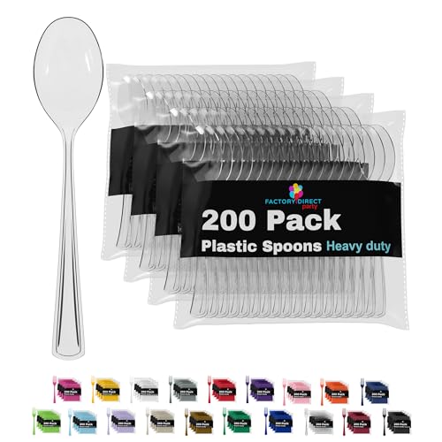 Party Solids Heavy Duty Plastic Spoons (200 Count)
