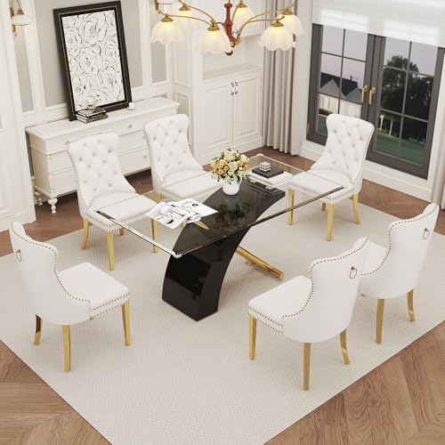 7 Piece Glass Dining Table Set for 6