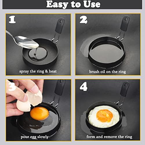 Egg Rings 4 Pcs Large 6" Pancake Molds And 4 Pcs 3.5" Fried Egg Molds Stainless Steel Nonstick Egg Ring for Frying Eggs And Muffins (8 Count)
