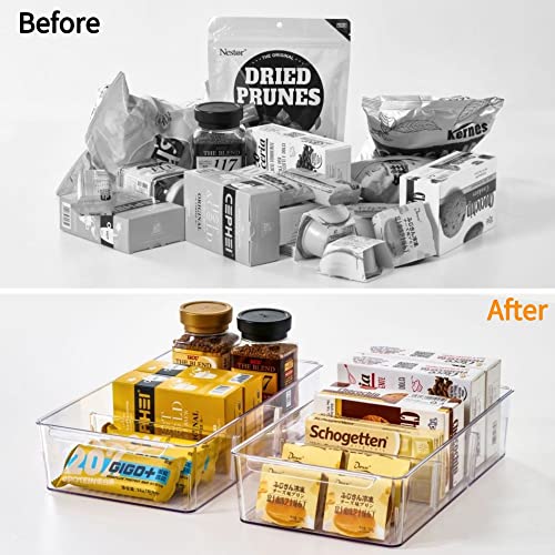 Plastic Pantry Organization and Storage Bins with Removable Dividers (2 Count)